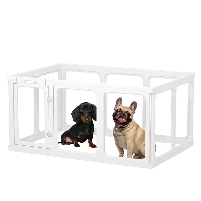 Clear Acrylic Dog Cat Playpen Indoor, Transparent Fence for Puppy Rabbit and Cat, Easy Assemble Plastic Playard 10 Panels