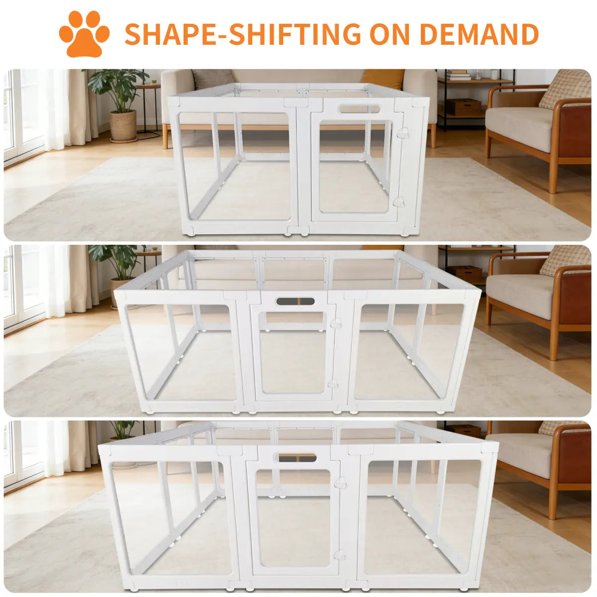 Clear Acrylic Dog Cat Playpen Indoor, Transparent Fence for Puppy Rabbit and Cat, Easy Assemble Plastic Playard 10 Panels