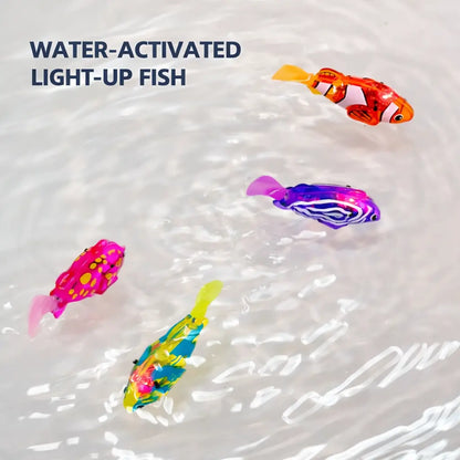 Robot Fish, Robotic Fish for Cats and Dogs, Swimming Fi-Sh with Luminous Function, Waterproof Bath Fi-Sh for Pets, Interactive Robot Fi-Sh for Aquarium and Pool Play (4 Pack)