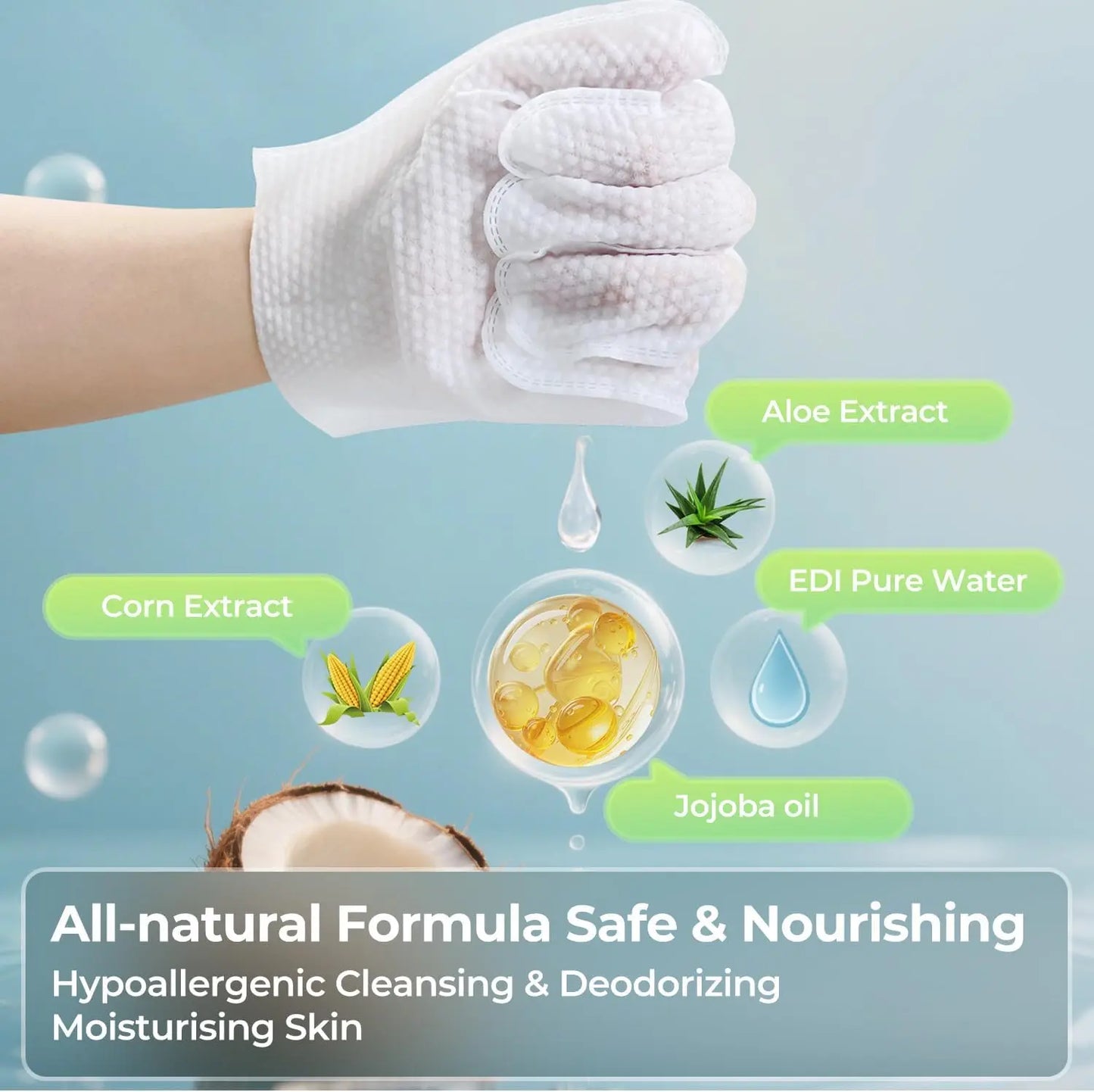 Pet Gloves and Wipes for Dogs and Cats - Dog Washing Gloves,Cat Bathing Wipes,Moisturizing and Thickening,Cleaning and Deodorizing, Hypoallergenic, No Need to Rinse, Suitable for Grooming and Travel（6 PCS)