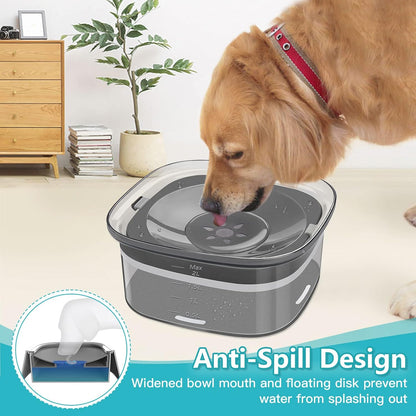2L Dog Water Bowl 70Oz No Spill Dog Bowl, Slow Water Feeder Spill Proof Travel Water Bowl, Large Capacity Pet Water Dispenser Vehicle Carried Dish for Dogs and Cats