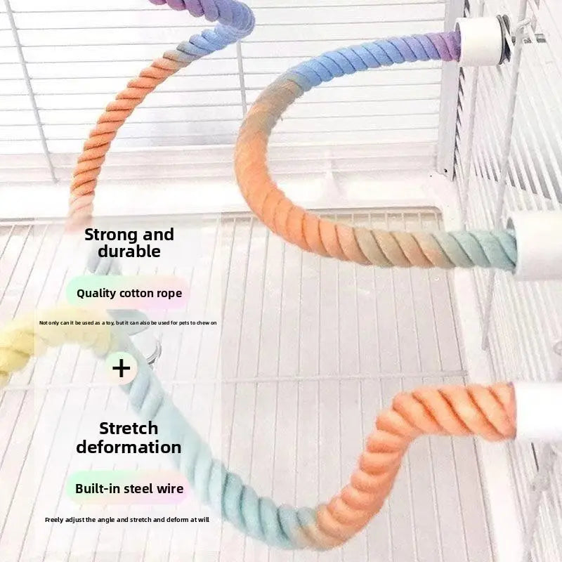 Parrot Swing Perch Toy with Bendable Rope: Suitable for Cockatiels, Lovebirds, and Budgies, the Climbing Pole Can Be Bent at Will and Is Not Easily Deformed Bird Lover