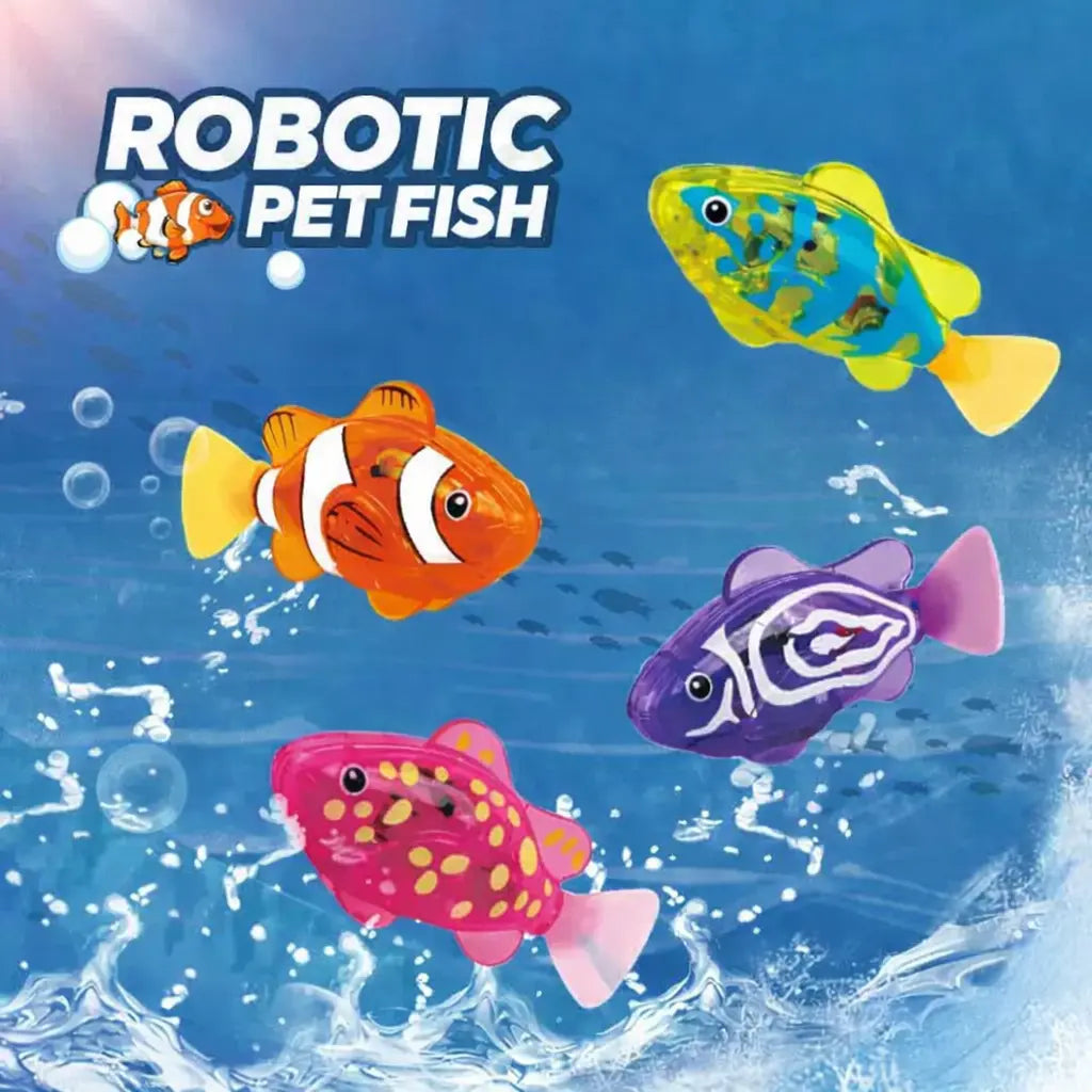 Robot Fish, Robotic Fish for Cats and Dogs, Swimming Fi-Sh with Luminous Function, Waterproof Bath Fi-Sh for Pets, Interactive Robot Fi-Sh for Aquarium and Pool Play (4 Pack)