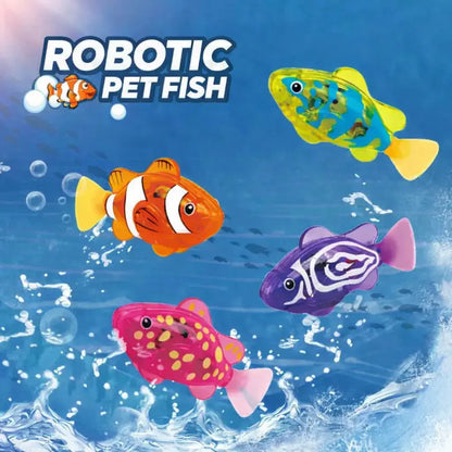 Robot Fish, Robotic Fish for Cats and Dogs, Swimming Fi-Sh with Luminous Function, Waterproof Bath Fi-Sh for Pets, Interactive Robot Fi-Sh for Aquarium and Pool Play (4 Pack)