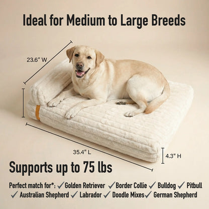 3-In-1 Orthopedic Dog Bed Bundle (3 Covers Included) | Waterproof Leather, Corduroy & Holiday Plaid | Thick Memory Foam Support (36"X24")