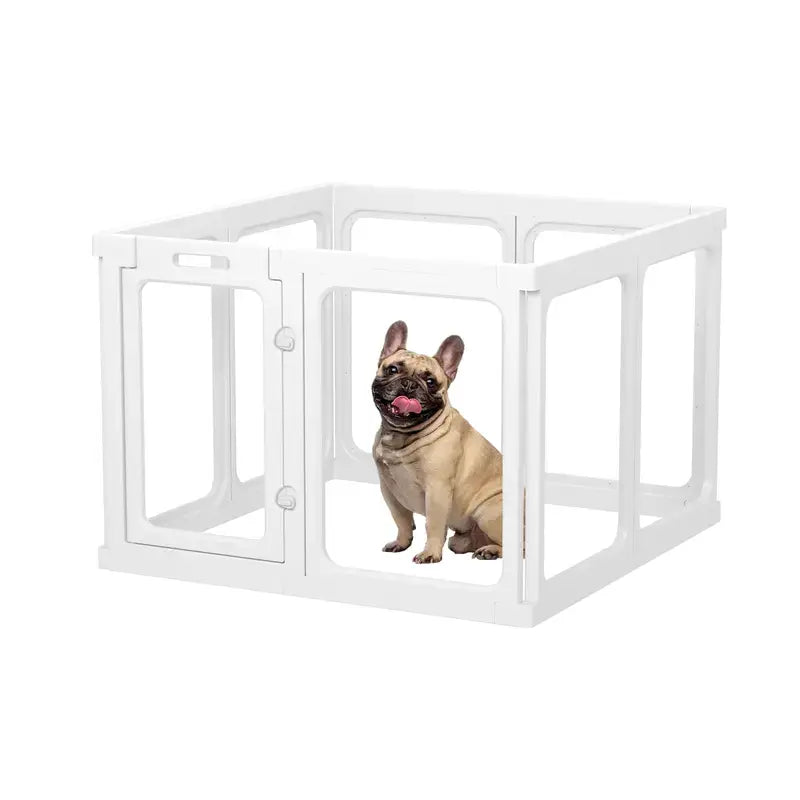 Clear Acrylic Dog Cat Playpen Indoor, Transparent Fence for Puppy Rabbit and Cat, Easy Assemble Plastic Playard 10 Panels