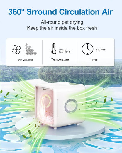 Pet Dryer Box for Cats & Dogs – 72L Quiet Hair Drying Machine with Adjustable Temp, Blow Air Function – Portable Dog Dryer for Home Bathing, Pet Drying Kit