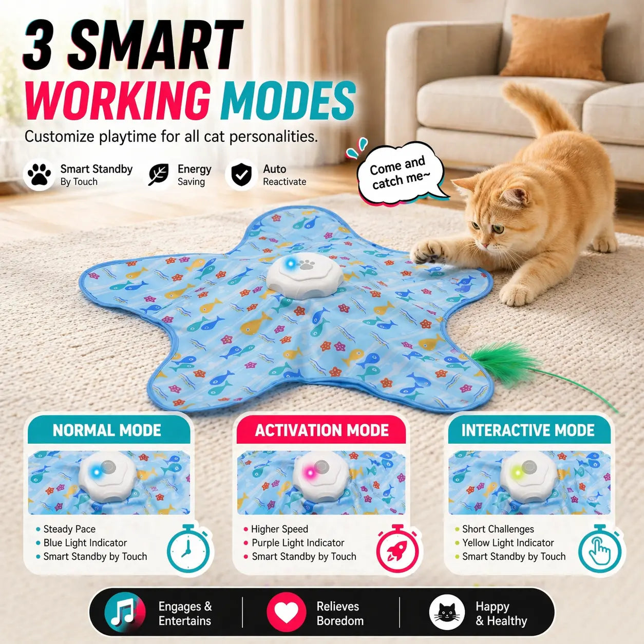 Interactive Moving Feather Hunting Cat Toy – Hide and Seek Automatic Cat Toy, USB Rechargeable, Indoor Boredom Relief for All Cat Breeds