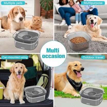 2L Dog Water Bowl 70Oz No Spill Dog Bowl, Slow Water Feeder Spill Proof Travel Water Bowl, Large Capacity Pet Water Dispenser Vehicle Carried Dish for Dogs and Cats