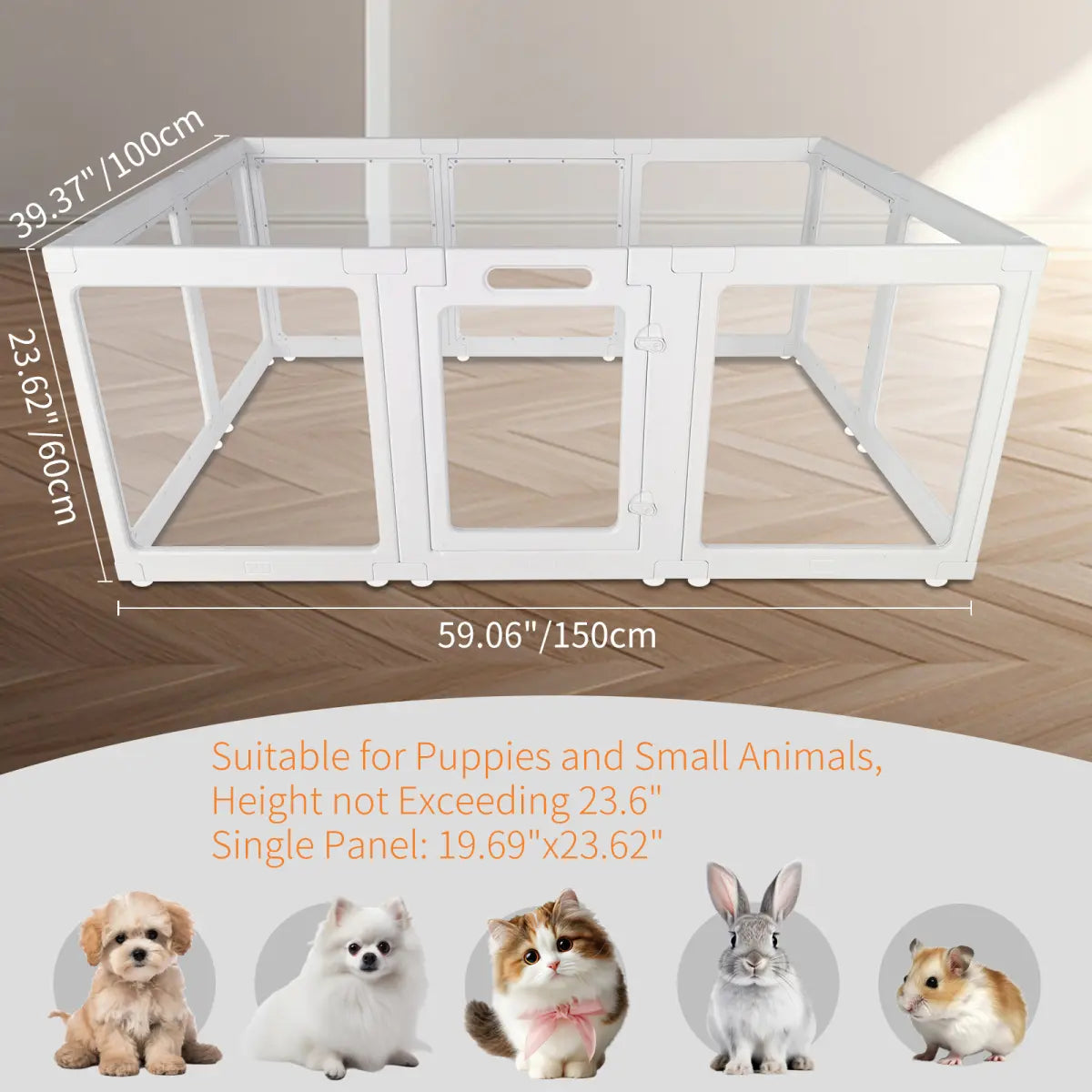 Clear Acrylic Dog Cat Playpen Indoor, Transparent Fence for Puppy Rabbit and Cat, Easy Assemble Plastic Playard 10 Panels